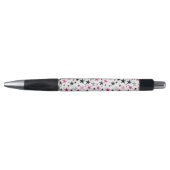 Roze Zilveren Zwarte Sterren Pen (Voorkant)