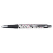 Roze Zilveren Zwarte Sterren Pen (Achterkant)