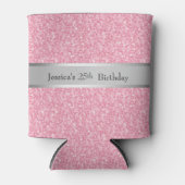 Roze zilvergradiëntaccenten van Glitter Blikjeskoeler (Voorkant)