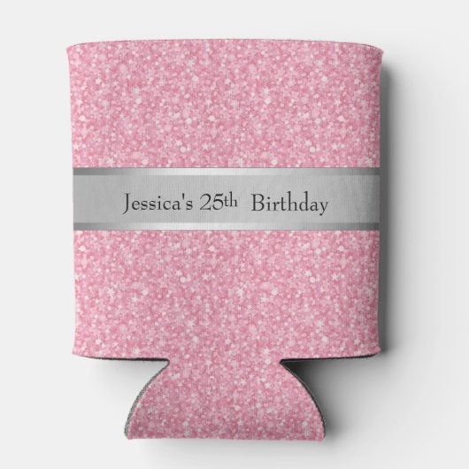 Roze zilvergradiëntaccenten van Glitter Blikjeskoeler (Achterkant)