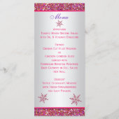 Roze, zilvergrijs FAUX Glitter Sneeuwvlokken Menu (Achterkant)
