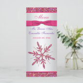 Roze, zilvergrijs FAUX Glitter Sneeuwvlokken Menu (Staand voorkant)