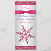 Roze, zilvergrijs FAUX Glitter Sneeuwvlokken Menu (Voorkant)