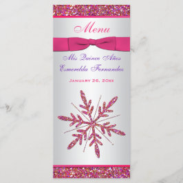 Roze, zilvergrijs FAUX Glitter Sneeuwvlokken Menu