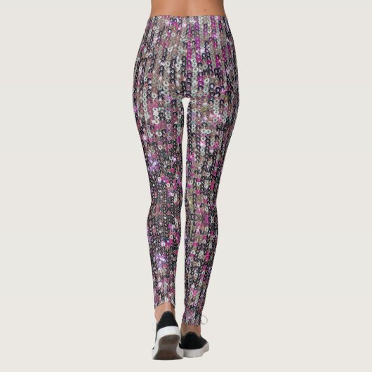 Roze zilversequenties | spartelpatroon   leggings (Achterkant)