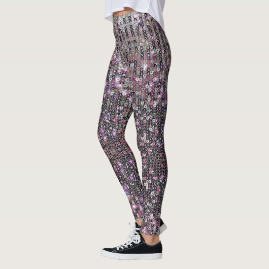 Roze zilversequenties | spartelpatroon   leggings (Links)