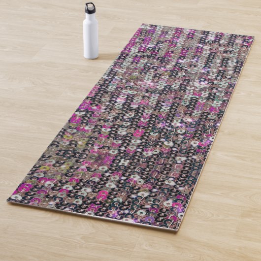Roze zilversequenties | spartelpatroon yogamat (In situ)