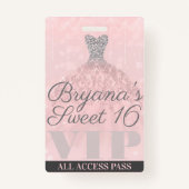 Roze zilversparkle-dress 16 VIP-pas Badge (Achterkant)