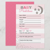 Roze zilvervoorspellingskaart voor baby douche (Voorkant / Achterkant)