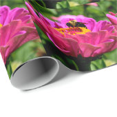 Roze zink met hommel, roze bloemen, schattige bije cadeaupapier (Rol Hoek)