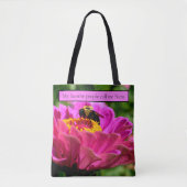 Roze zink met hommel, roze bloemen, schattige bije tote bag (Voorkant)