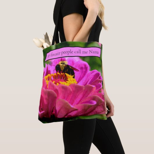 Roze zink met hommel, roze bloemen, schattige bije tote bag (Dichtbij)