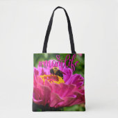 Roze zink met hommel, roze bloemen, schattige bije tote bag (Voorkant)