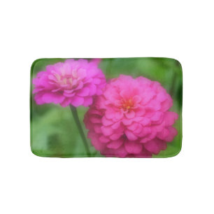 Roze Zinna Flowers Badmat