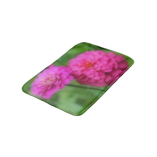 Roze Zinna Flowers Badmat (Gekanteld)