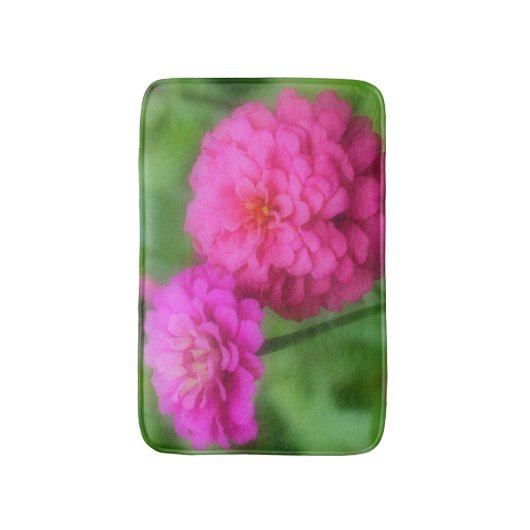 Roze Zinna Flowers Badmat (Voorkant Verticaal)
