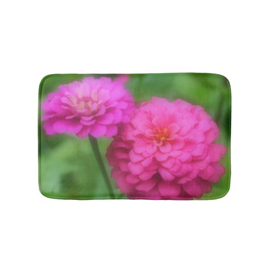 Roze Zinna Flowers Badmat (Voorkant)