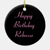  Roze Zinnia Aangepaste verjaardag Keramisch Ornament (Achterkant)