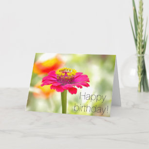 Roze Zinnia Birthday Card Kaart