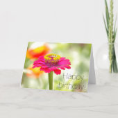 Roze Zinnia Birthday Card Kaart (Voorkant)