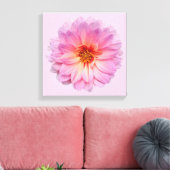 Roze Zinnia Bloei Bloem Canvas Afdruk (Insitu (Woonkamer))