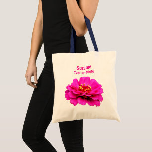Roze Zinnia bloem gepersonaliseerd Tote Bag