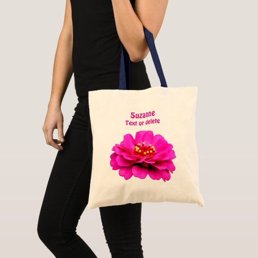 Roze Zinnia bloem gepersonaliseerd Tote Bag (Voorkant (product))