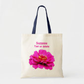 Roze Zinnia bloem gepersonaliseerd Tote Bag (Voorkant)