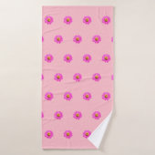 Roze Zinnia Bloem Naadloos Patroon op Badhanddoek (Badhanddoek)