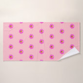 Roze Zinnia Bloem Naadloos Patroon op Badhanddoek (Badhanddoek)