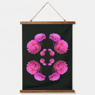 Roze Zinnia Bloem Paar Natuur Abstract Hangend Wandkleed