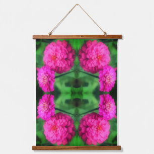Roze Zinnia Bloem Paar Natuur Kunst Hangend Wandkleed