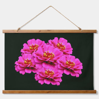 Roze Zinnia Bloemboeket Hangend Wandkleed