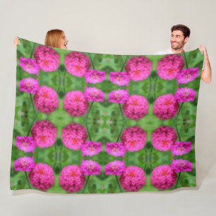 Roze Zinnia bloemenpaar Abstract Fleece Deken