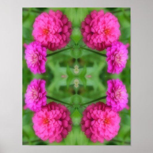 Roze Zinnia bloemenpaar Abstract Poster (Voorkant)