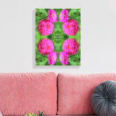 Roze Zinnia bloemenpaar Close-up Abstract Canvas Afdruk (Insitu (Woonkamer))