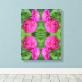 Roze Zinnia bloemenpaar Close-up Abstract Canvas Afdruk (Insitu (Houten vloer))