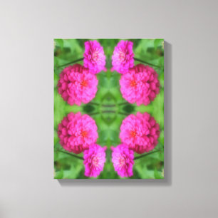 Roze Zinnia bloemenpaar Close-up Abstract Canvas Afdruk