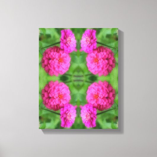 Roze Zinnia bloemenpaar Close-up Abstract Canvas Afdruk (Voorkant)