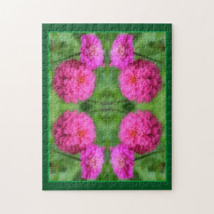Roze Zinnia bloemenpaar Close-up Abstract Legpuzzel