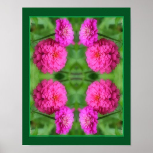 Roze Zinnia bloemenpaar Close-up Abstract Poster (Voorkant)