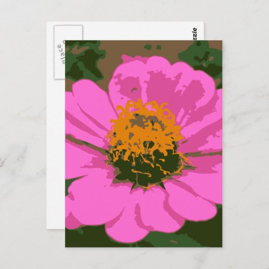 Roze Zinnia Briefkaart (Voorkant / Achterkant)