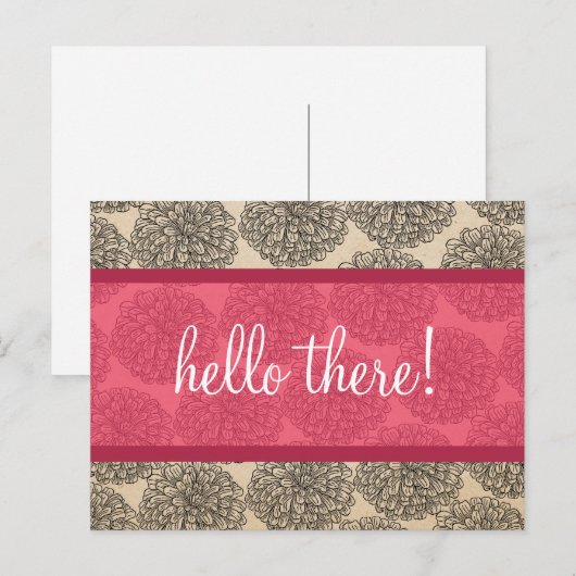 Roze  Zinnia Briefkaart (Voorkant / Achterkant)