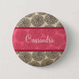 Roze  Zinnia-Button Ronde Button 5,7 Cm
