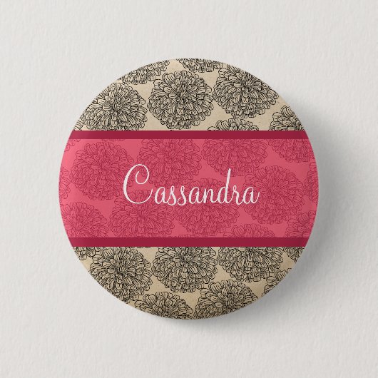 Roze Zinnia-Button Ronde Button 5,7 Cm (Voorkant)