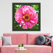Roze Zinnia Canvas Afdruk (Insitu (Woonkamer))