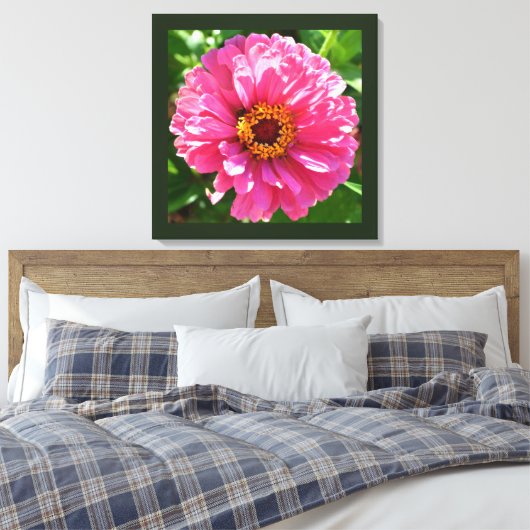 Roze Zinnia Canvas Afdruk (Insitu (Slaapkamer))