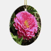 Roze Zinnia Custom Birthday Keramisch Ornament (Rechts)
