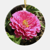Roze Zinnia Custom Birthday Keramisch Ornament (Voorkant)