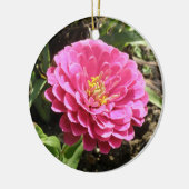 Roze Zinnia Custom Birthday Keramisch Ornament (Links)